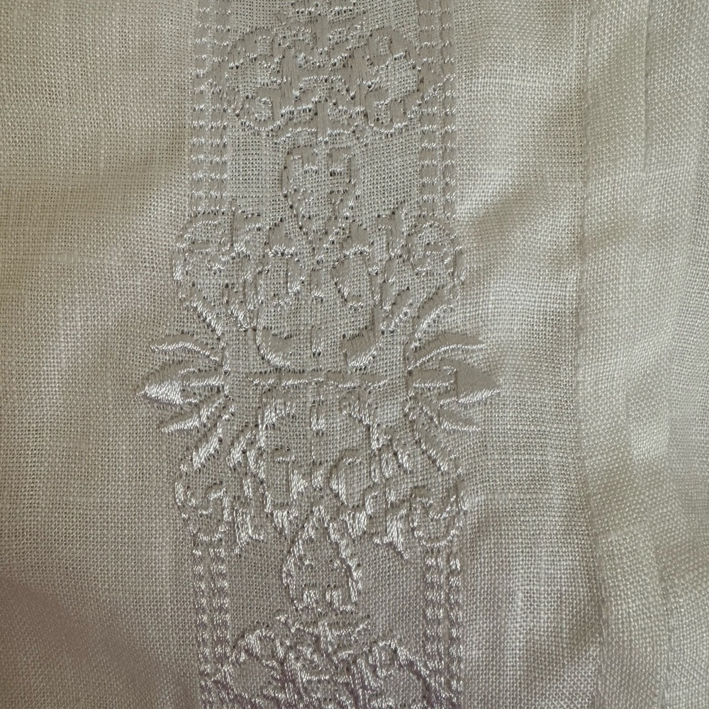 Bohio Men’s White Linen Fancy Guayabera Style Short Slv Shirt Embroidered Large - Picture 4 of 10
